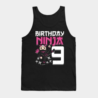 Birthday Ninja 9 Girl Pink Shinobi Themed 9th B-Day Party Tank Top